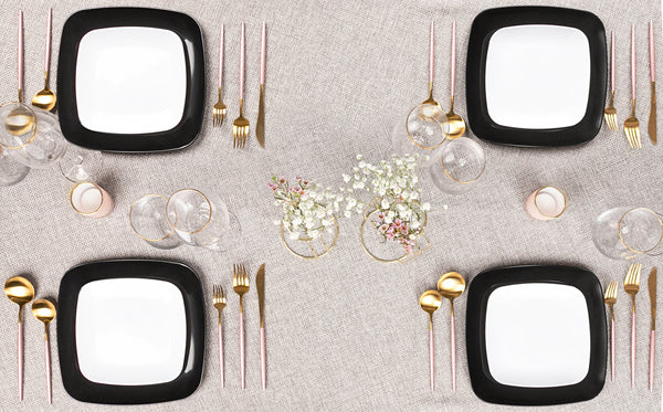 Black Beveled Square Plates