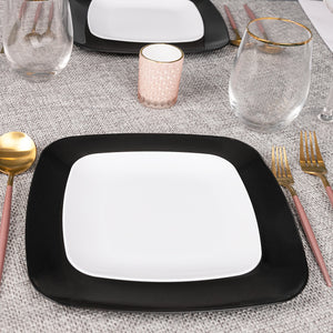 White Beveled Square Dinner Plates
