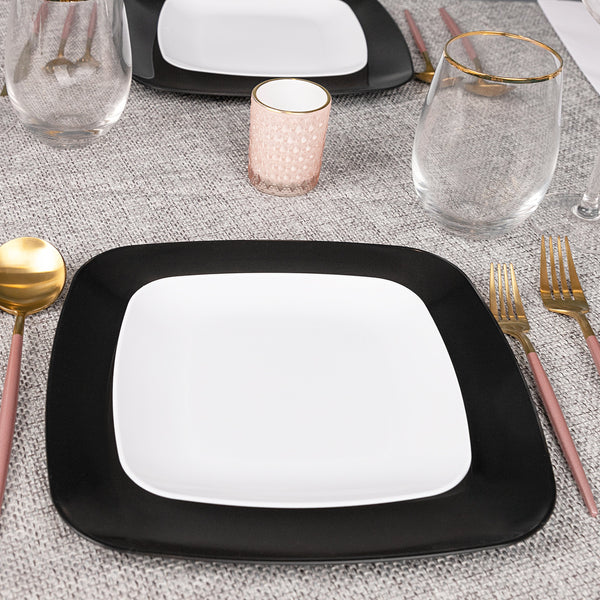 Black Beveled Square Plates