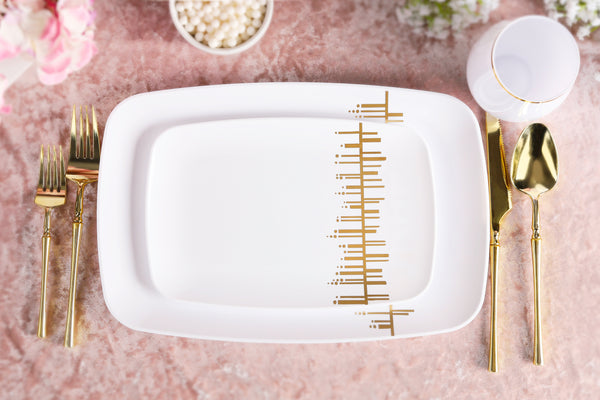 White and Gold Linear Plates